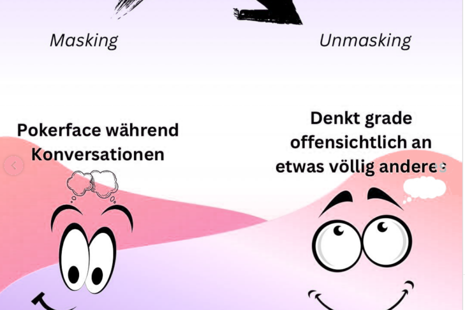 Pokerface als Beispiel für Masking, verträumtes Gesicht als Beispiel für Unmasking